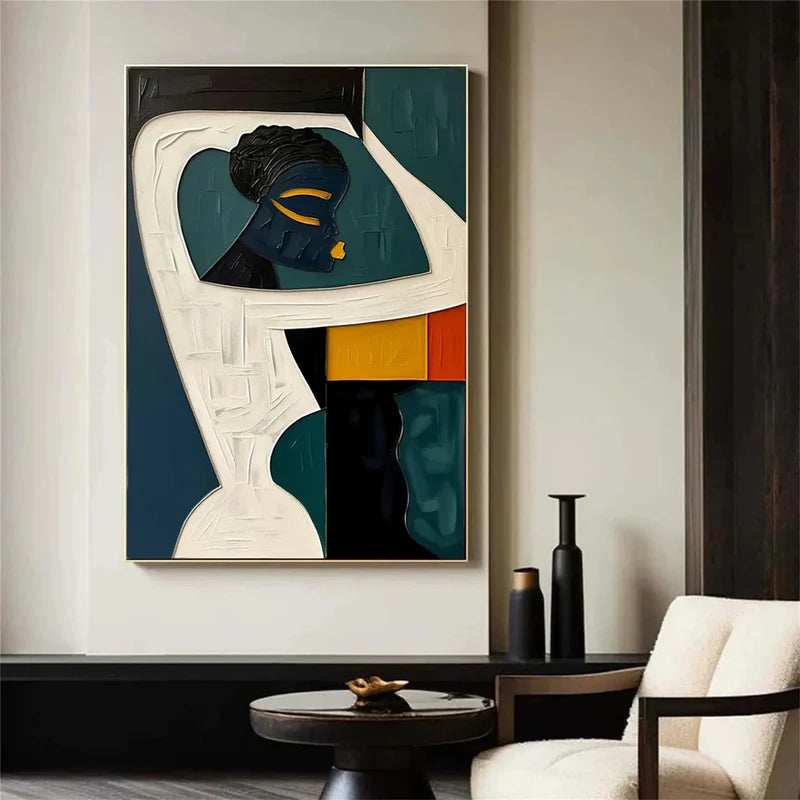 ebon harmony abstract african woman textured modern art painting