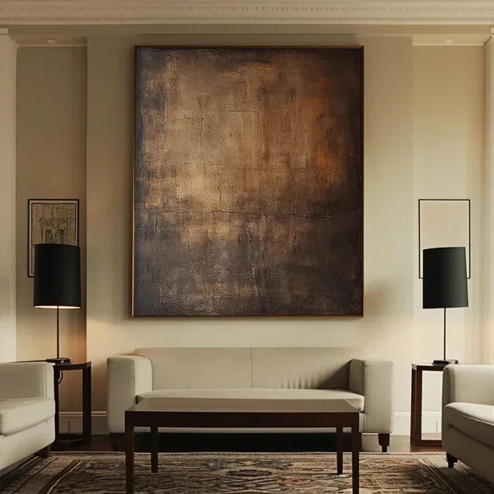 Echoes of Earth - Minimalist Dark Textured Abstract Oil Painting - artextured