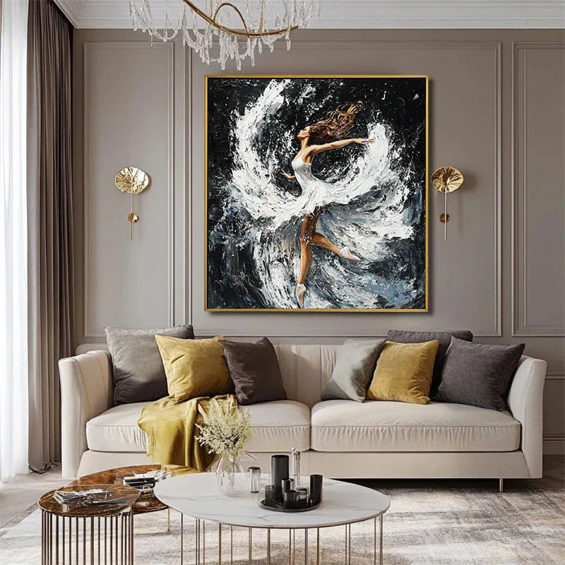 Eternal Dance - Hand-Painted Textured Ballerina Triptych Oil Painting - artextured