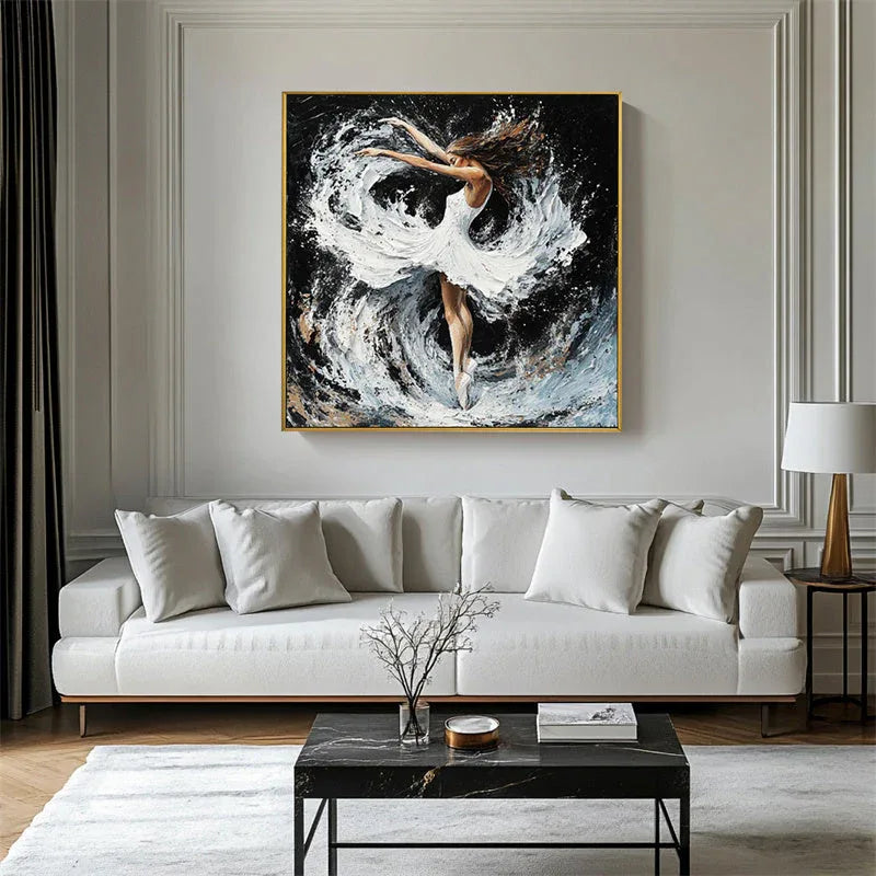 Eternal Dance - Hand-Painted Textured Ballerina Triptych Oil Painting - artextured