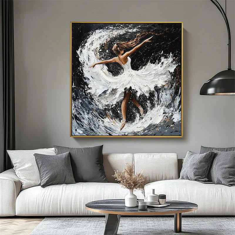 Eternal Dance - Hand-Painted Textured Ballerina Triptych Oil Painting - artextured