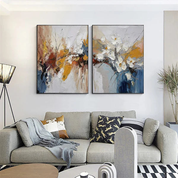 Abstract Floral Harmony Duo Set of 2