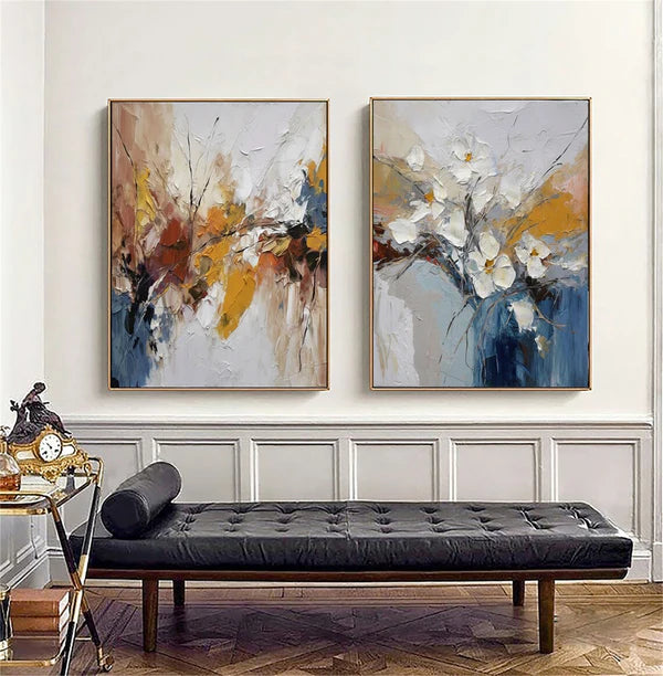 Abstract Floral Harmony Duo Set of 2