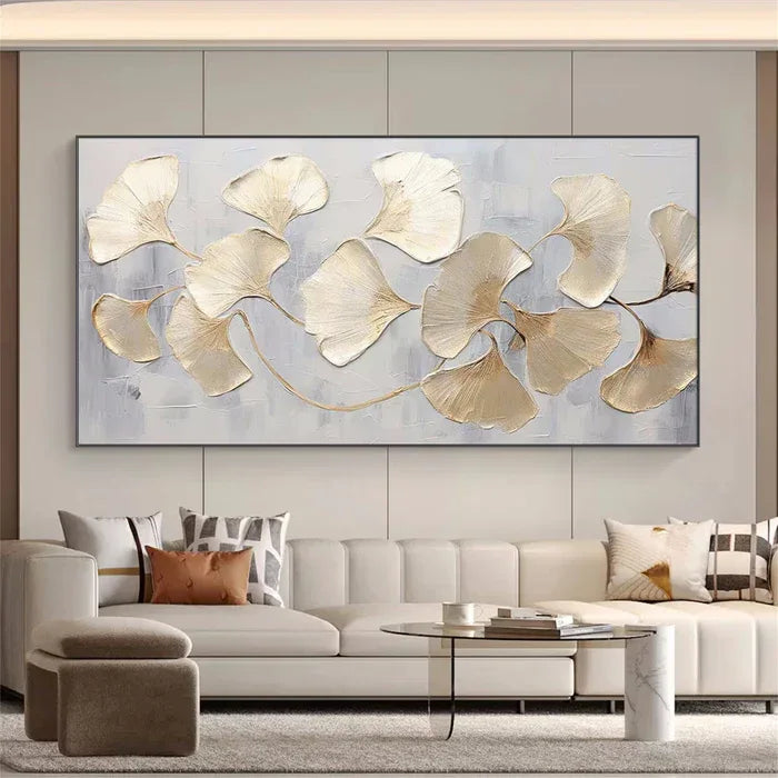 Gold Ginkgo Texture Art-The Art of Thick Coated Gold Leaf Texture Wall in Modern Home Decoration - artextured