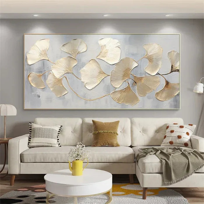 Gold Ginkgo Texture Art-The Art of Thick Coated Gold Leaf Texture Wall in Modern Home Decoration - artextured