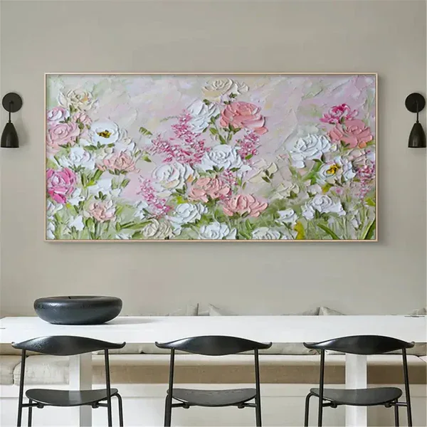 Garden of Bloom-Modern Interior Decoration Pink Texture Flower Wall Art - artextured