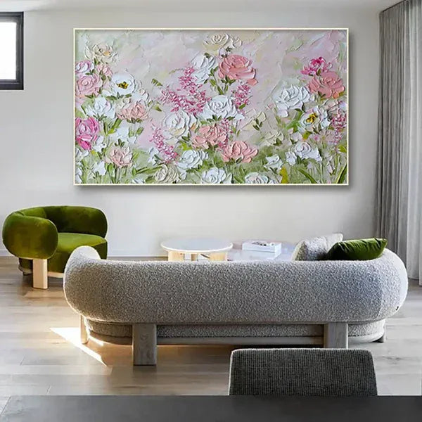 Garden of Bloom-Modern Interior Decoration Pink Texture Flower Wall Art - artextured