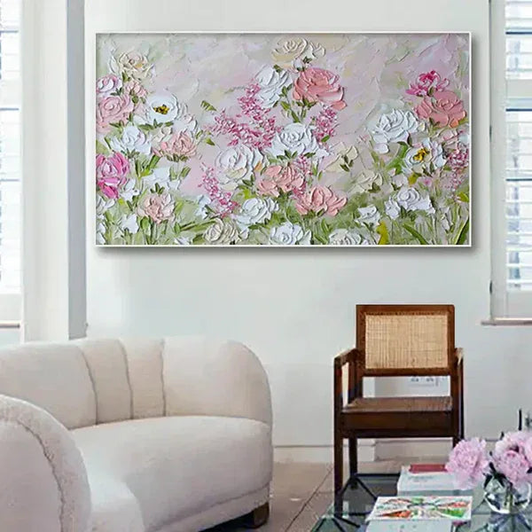 Garden of Bloom-Modern Interior Decoration Pink Texture Flower Wall Art - artextured