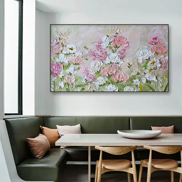 Garden of Bloom-Modern Interior Decoration Pink Texture Flower Wall Art - artextured