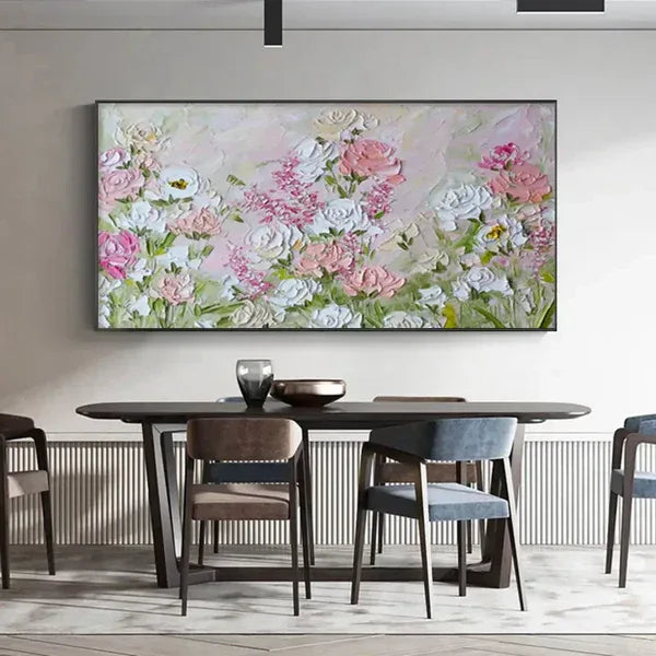 Garden of Bloom-Modern Interior Decoration Pink Texture Flower Wall Art - artextured