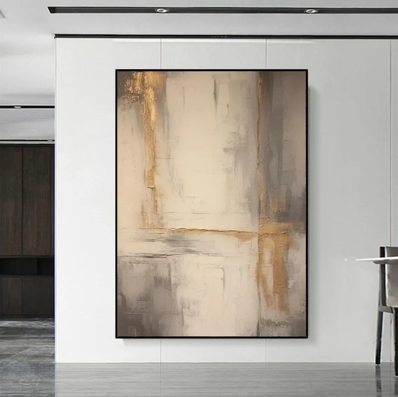 Golden Quietude-Interior Design Vertical Wabi Sabi Texture Abstract Wall Art