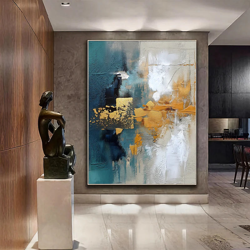 Golden Teal Abstraction