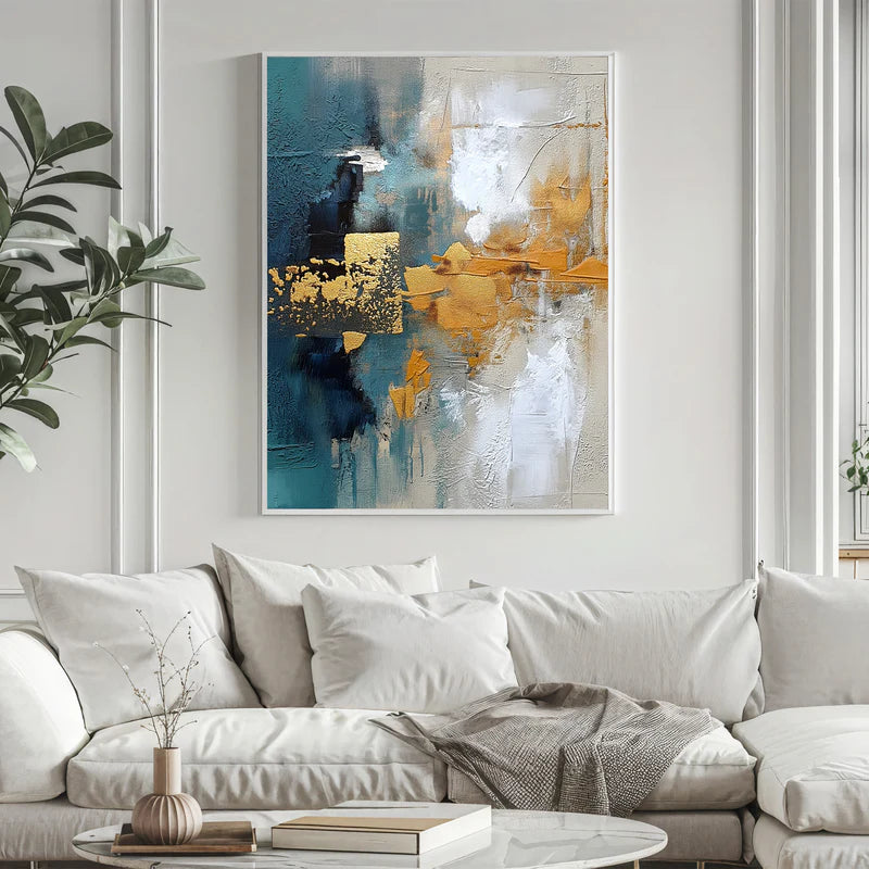 Golden Teal Abstraction