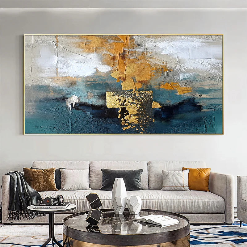 Golden Teal Abstraction