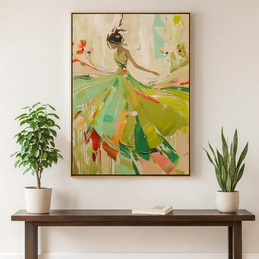 Grace in Motion - Hand-Painted Textured Ballerina Oil Painting - artextured