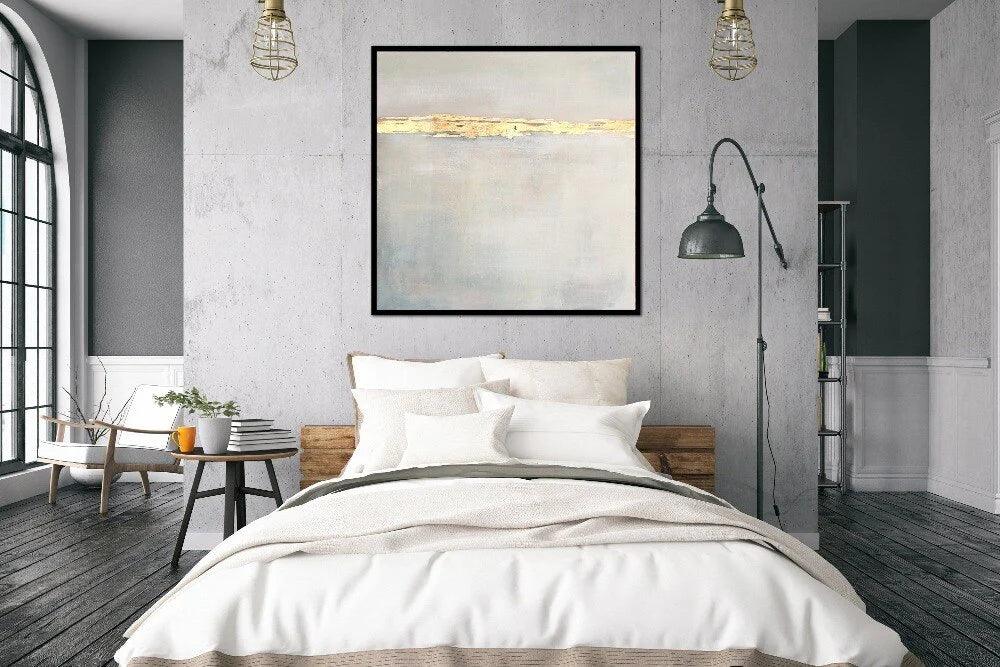 Twilight's End - Modern Minimalist Final Sunset Hand-Painted Oil Painting Wall Art - artextured