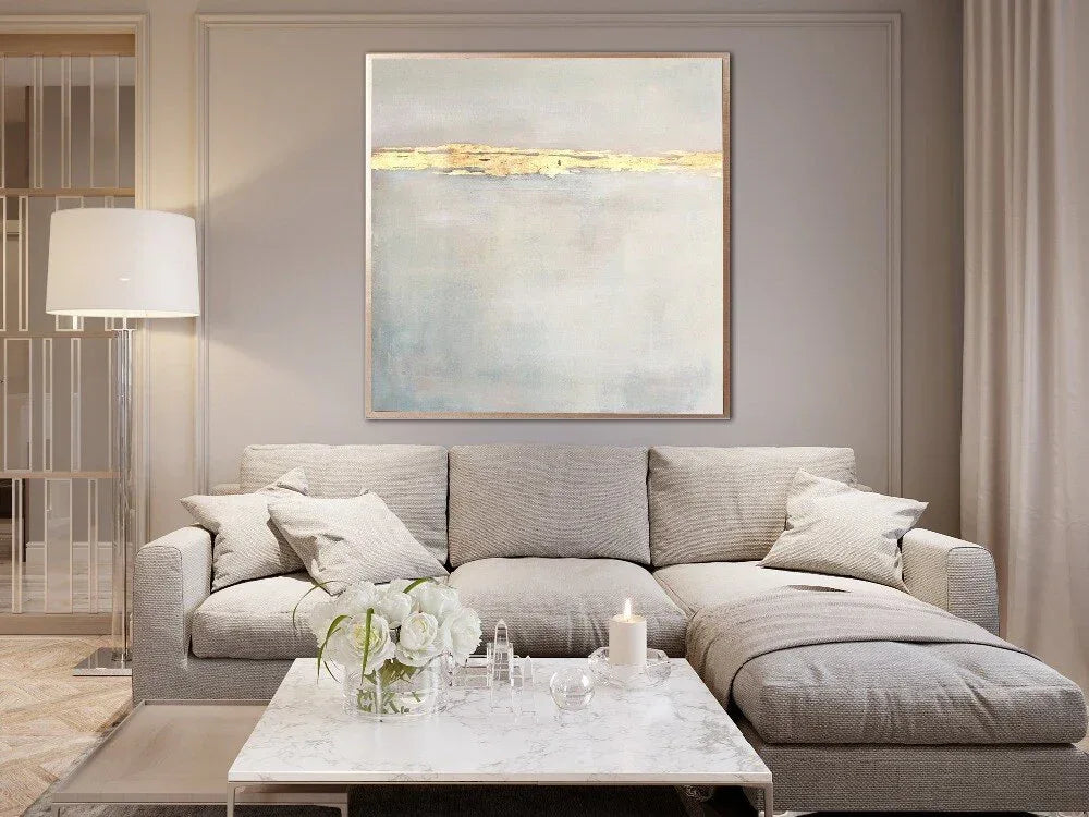 Twilight's End - Modern Minimalist Final Sunset Hand-Painted Oil Painting Wall Art - artextured