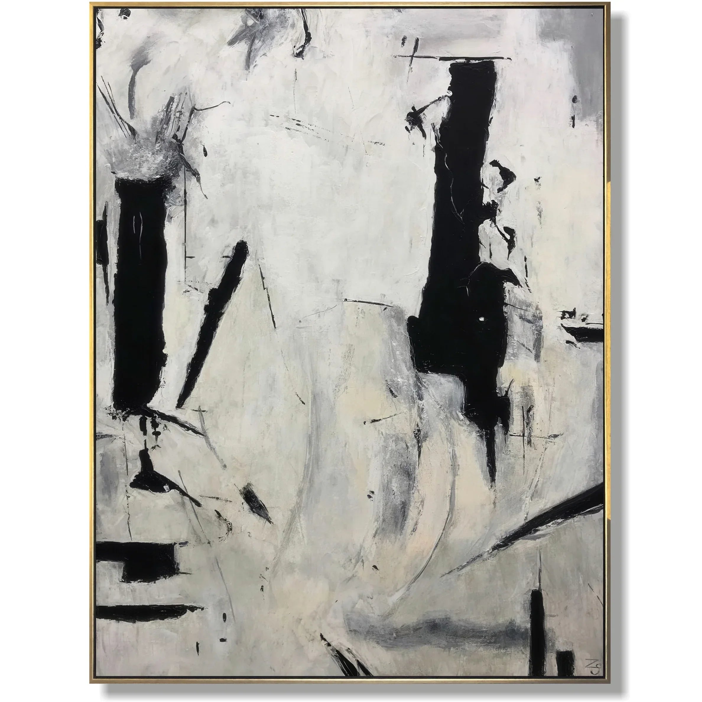 Monochrome Graffiti - Abstract Black and White Wall Art - artextured