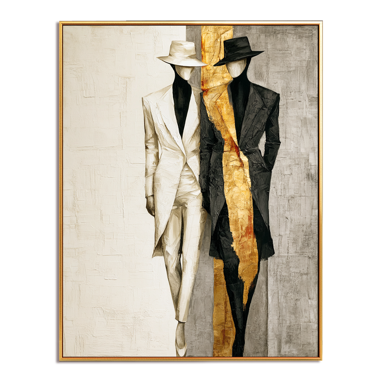Golden Accord – Textured Abstract Figurative Oil Painting#AB522011