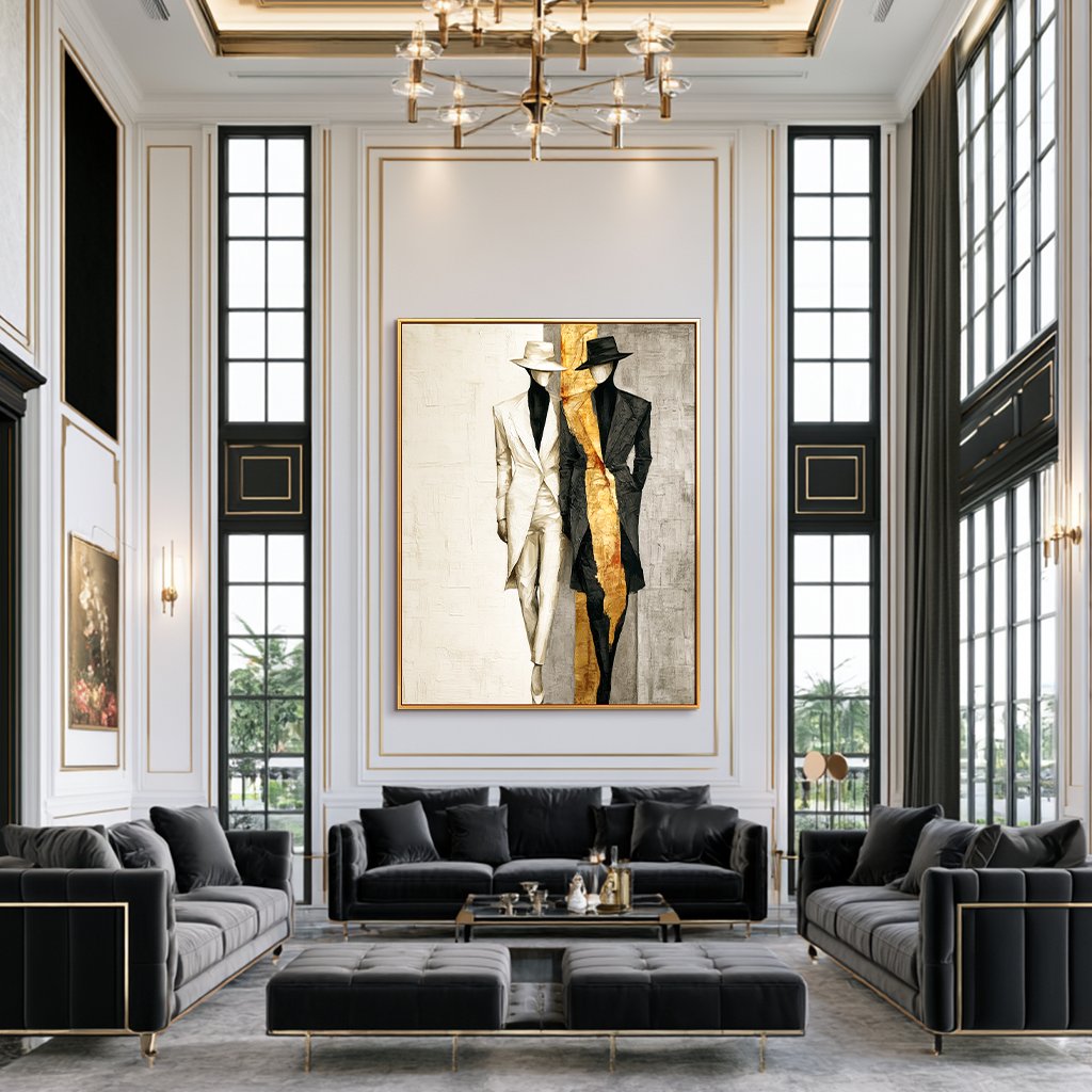 Golden Accord – Textured Abstract Figurative Oil Painting#AB522011