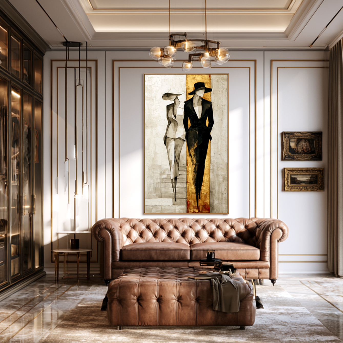 Golden Entrance – Textured Figurative Oil Painting#AB522013