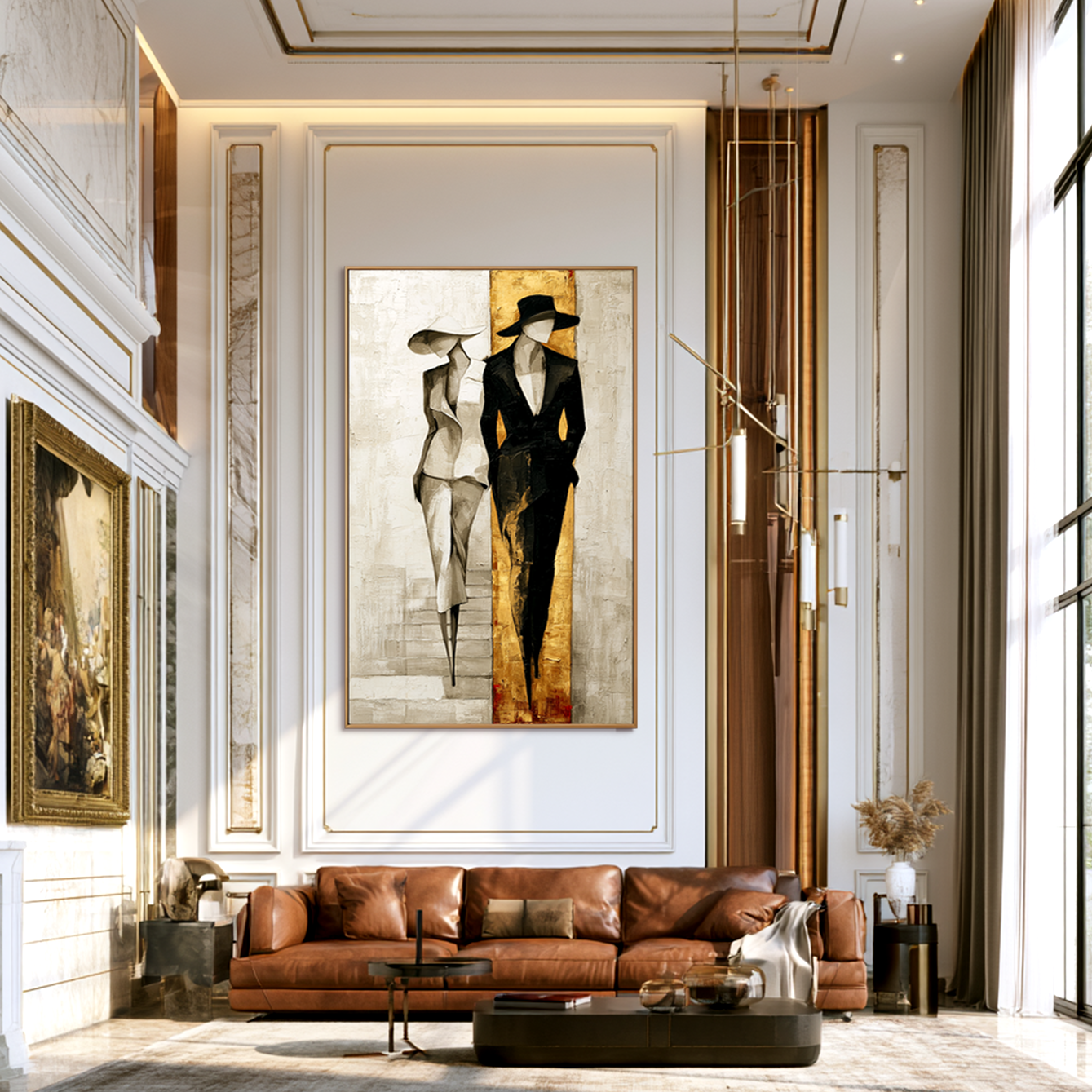 Golden Entrance – Textured Figurative Oil Painting#AB522013