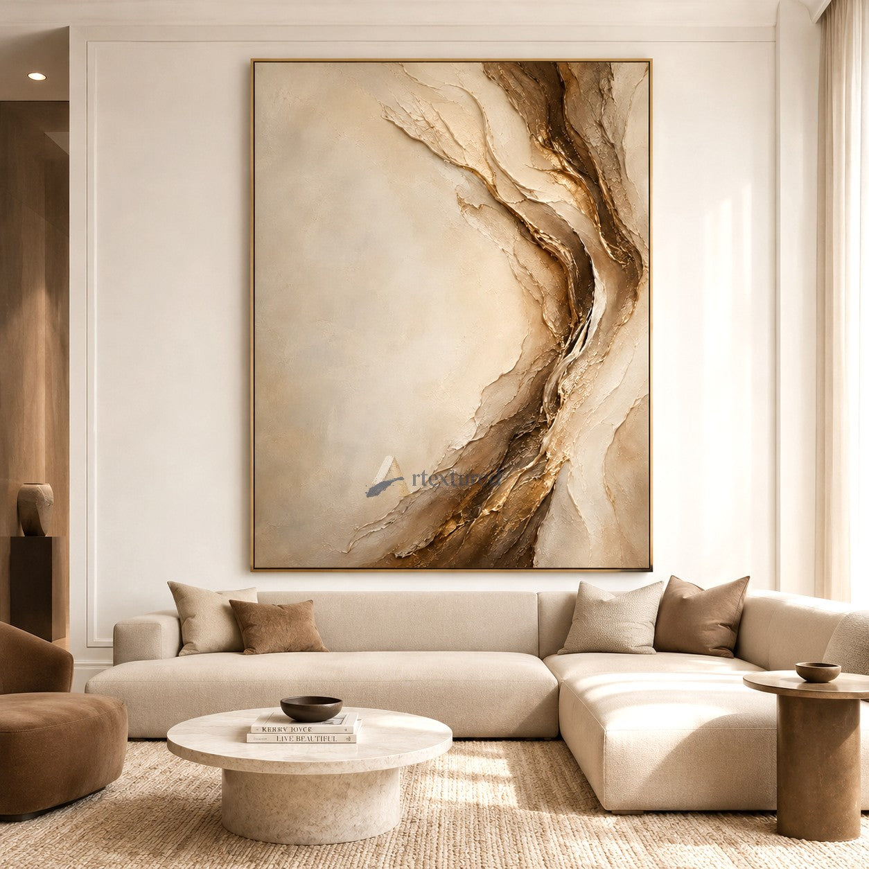 Neutral Brown Textured Abstract Wall Art#LL20260028