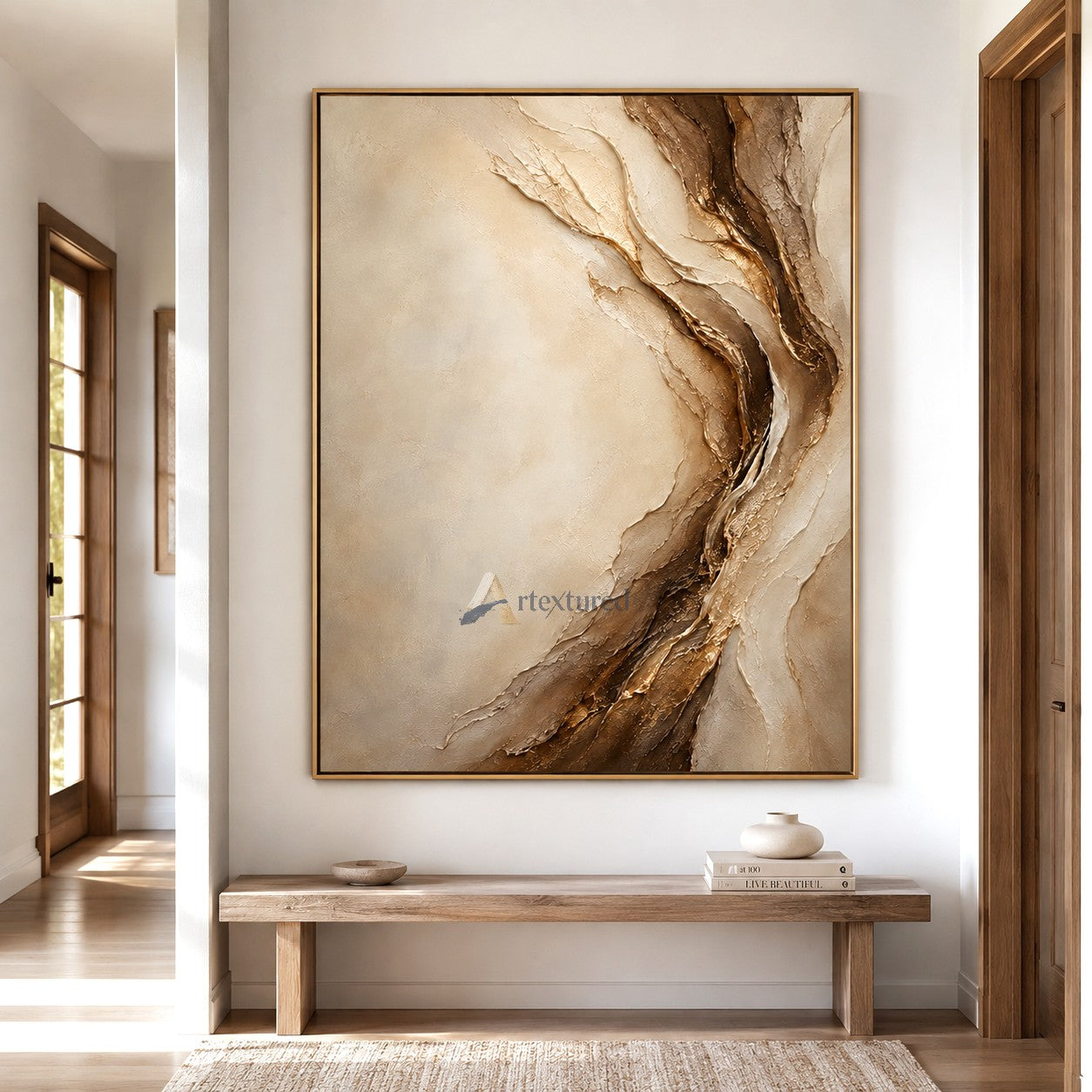 Neutral Brown Textured Abstract Wall Art#LL20260028