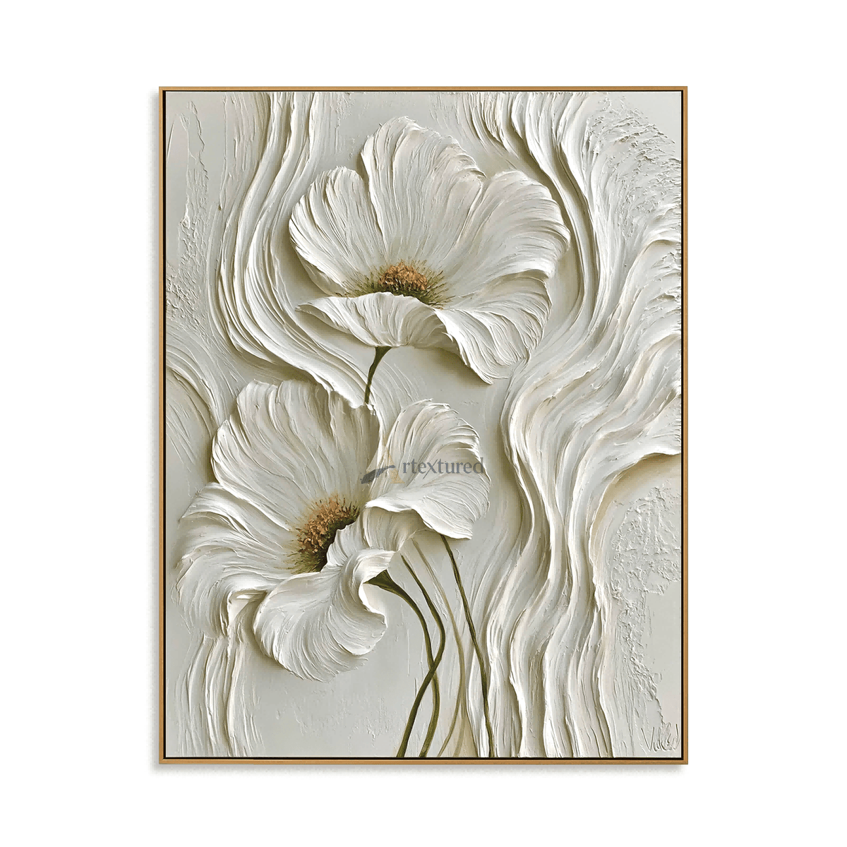 White 3D Floral Textured Wall Art#LL20260029