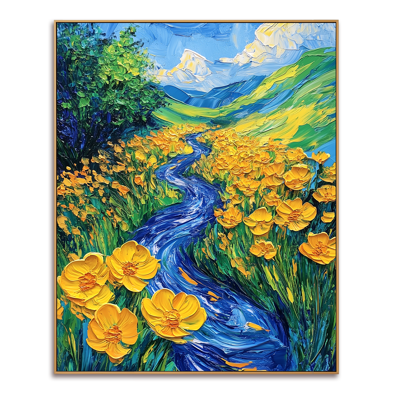 Flowing Meadow – 3D Textured Hand-Painted Oil Painting | Vibrant Floral Wall Art#AB522002