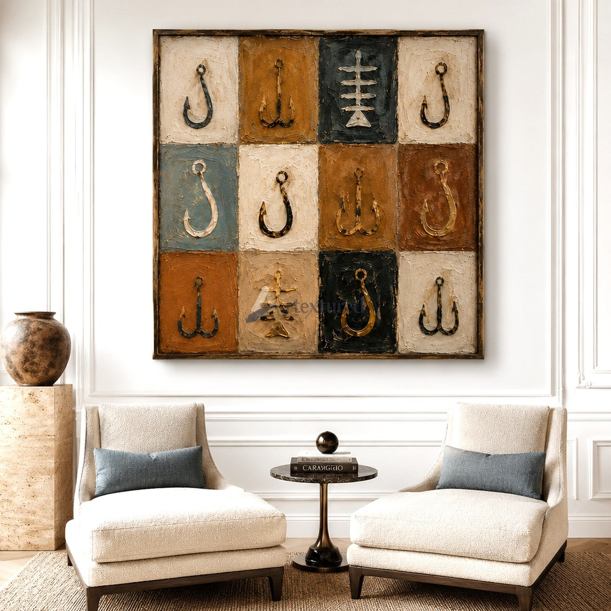Nautical Anchor Wall Art – Coastal Textured Canvas Painting#LL20260041