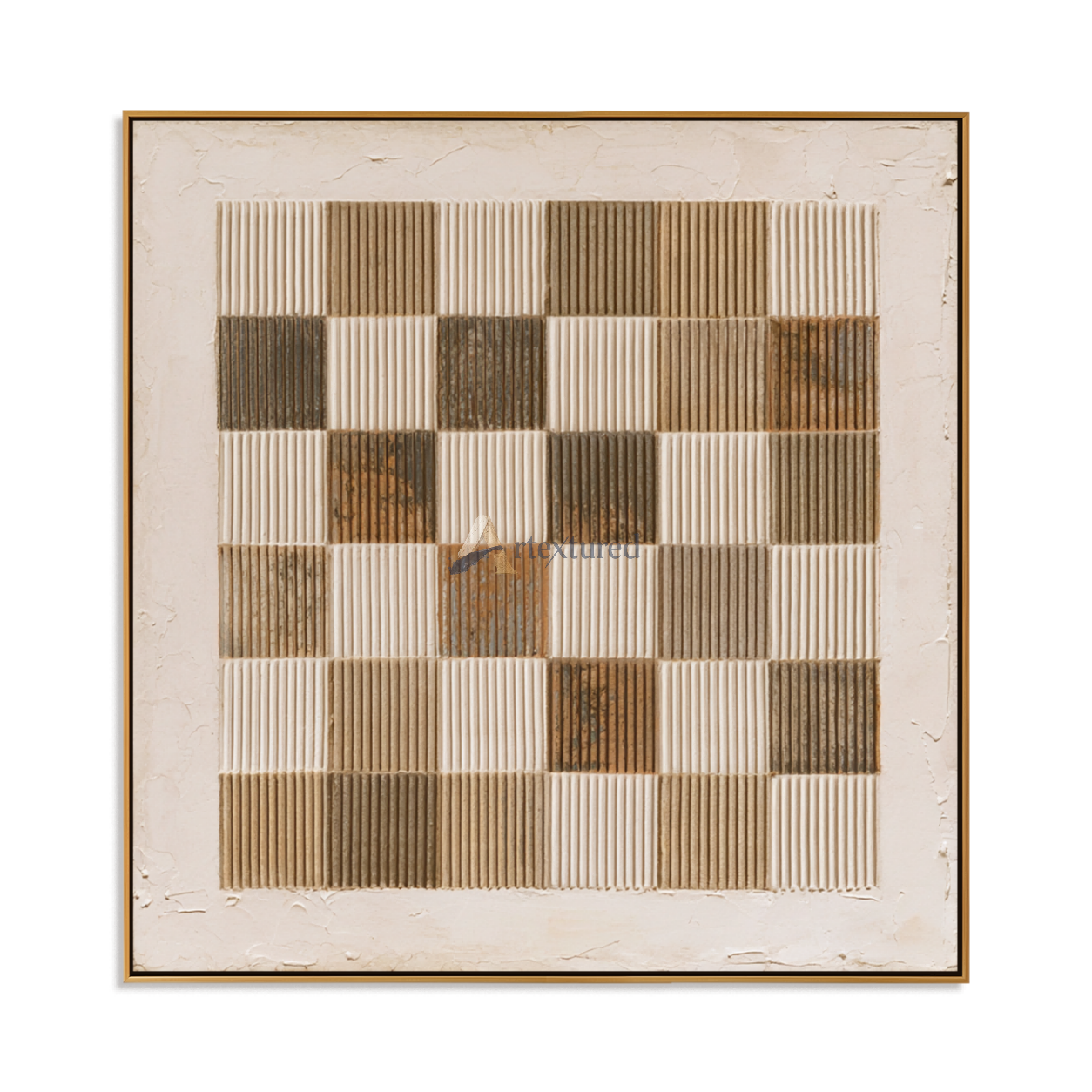 Woven Grid – Neutral Geometric Textured Painting#LL20260043