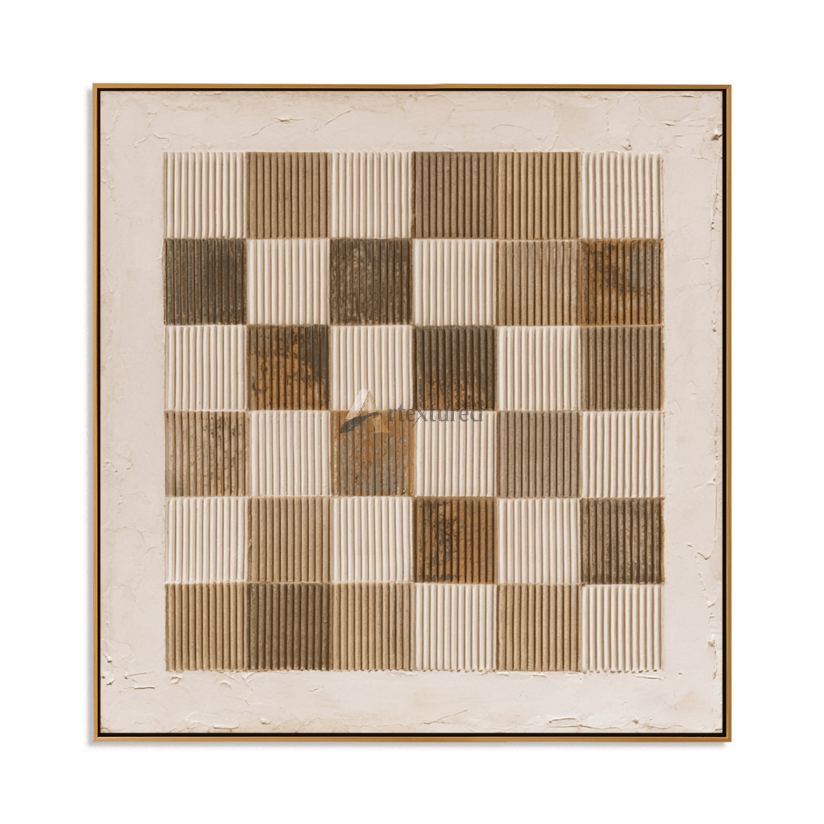Woven Grid – Neutral Geometric Textured Painting#LL20260043