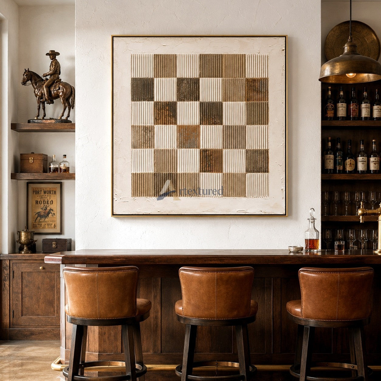Woven Grid – Neutral Geometric Textured Painting#LL20260043