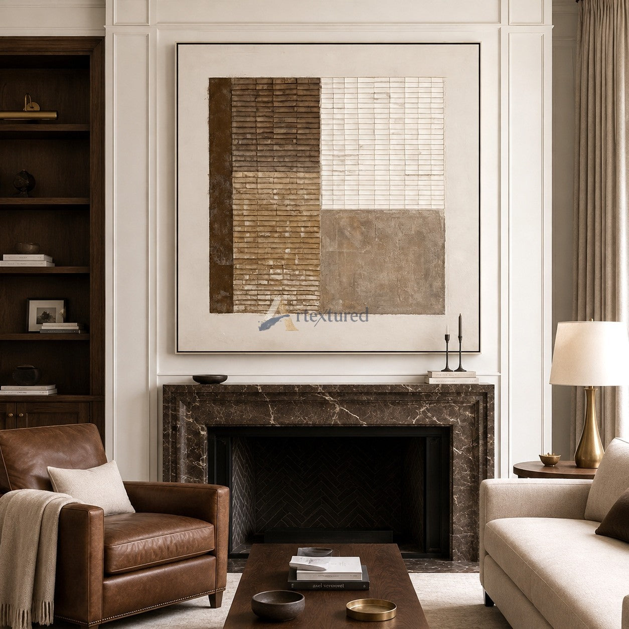 Structured Earth – Neutral Geometric Textured Painting#LL20260044