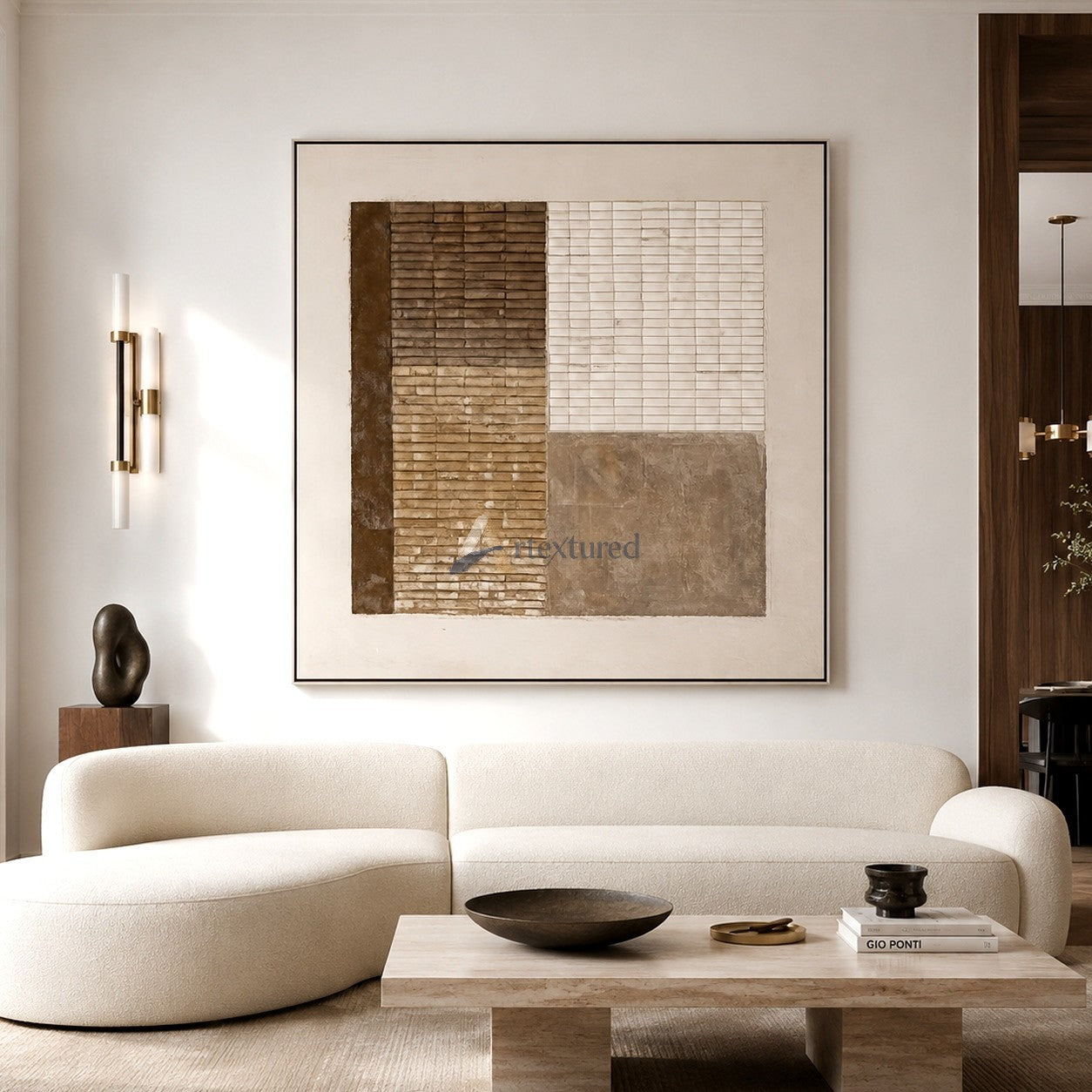 Structured Earth – Neutral Geometric Textured Painting#LL20260044
