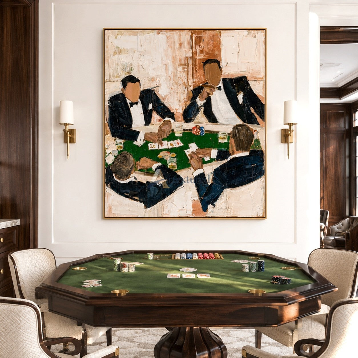 The Final Hand – Textured Poker Night Painting#LL20260047