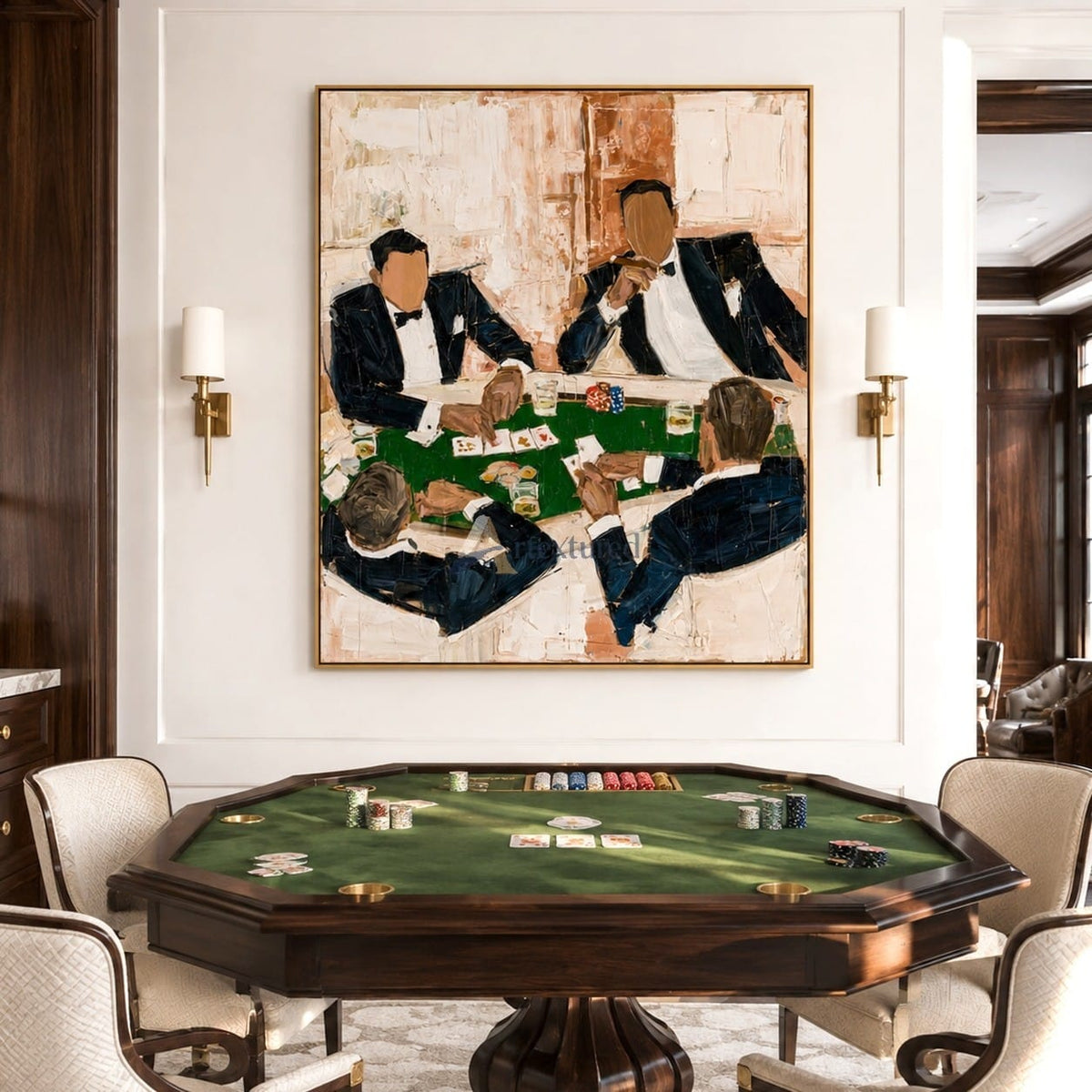 The Final Hand – Textured Poker Night Painting#LL20260047