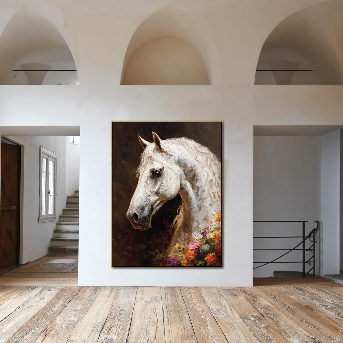 Majestic Stallion – 3D Textured Hand-Painted Oil Painting | Realistic Horse Wall Art#AB522004