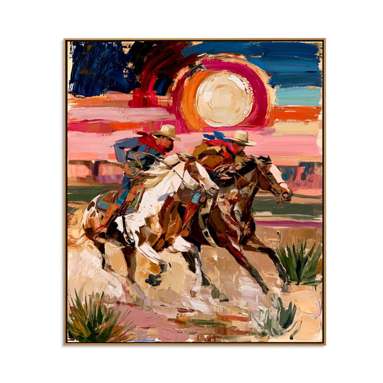 Dust and Glory – Western Cowboy Riding Painting#LL20260054