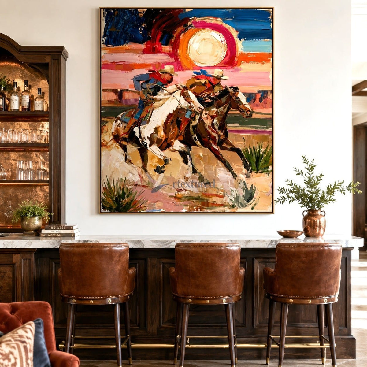 Dust and Glory – Western Cowboy Riding Painting#LL20260054
