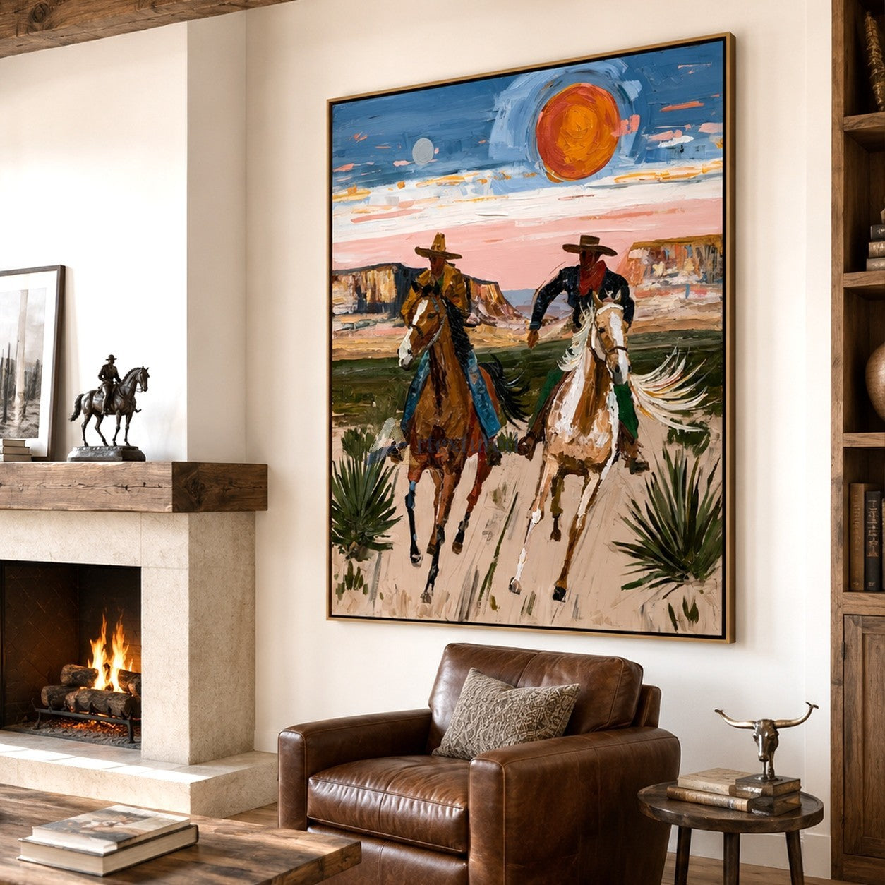 Desert Sun Riders – Western Cowboy Horse Painting#LL20260055