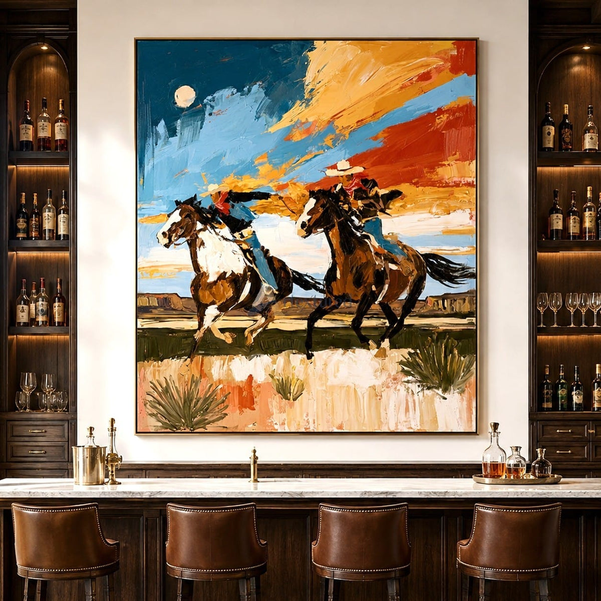 Open Range Riders – Western Cowboy Horse Painting#LL20260057