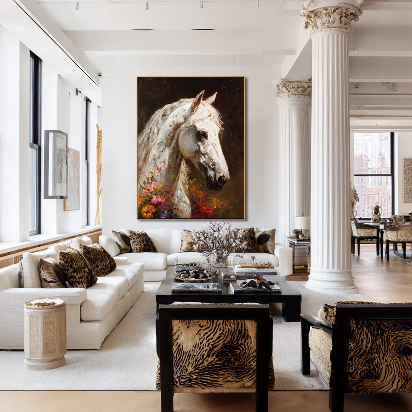 Majestic Stallion – 3D Textured Hand-Painted Oil Painting | Realistic Horse Wall Art#AB522004