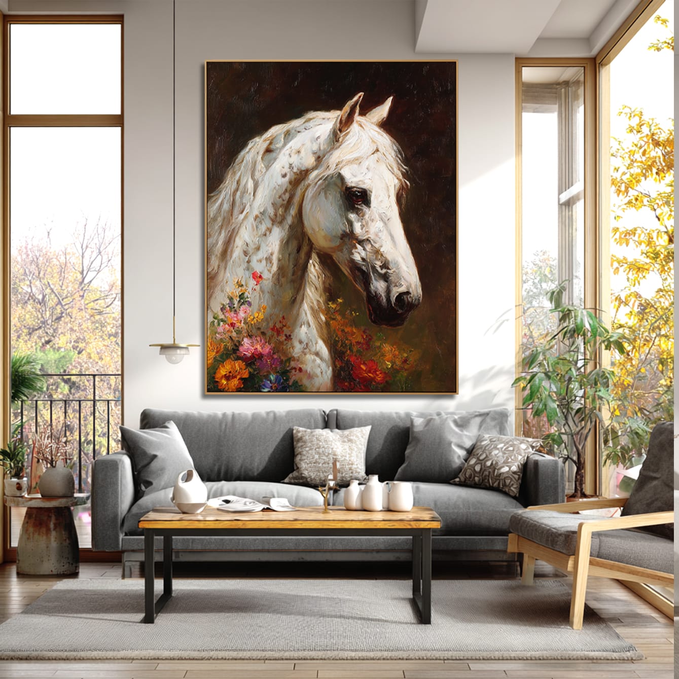 Majestic Stallion – 3D Textured Hand-Painted Oil Painting | Realistic Horse Wall Art#AB522004