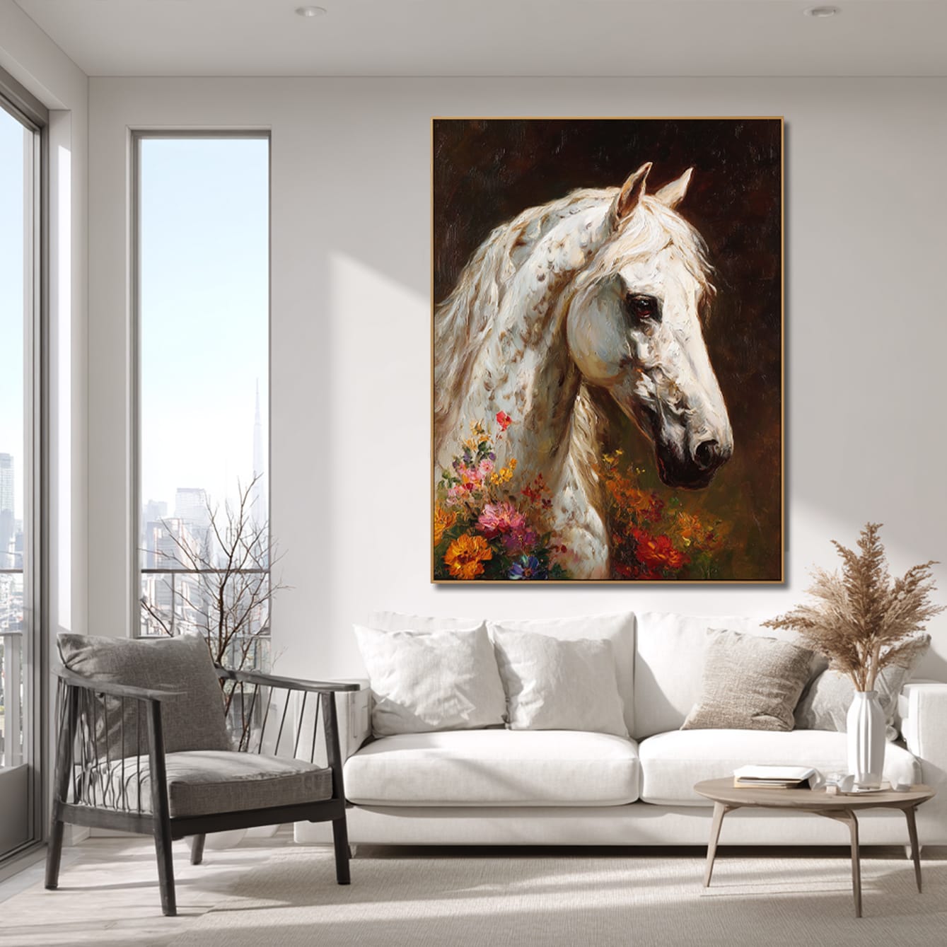 Majestic Stallion – 3D Textured Hand-Painted Oil Painting | Realistic Horse Wall Art#AB522004