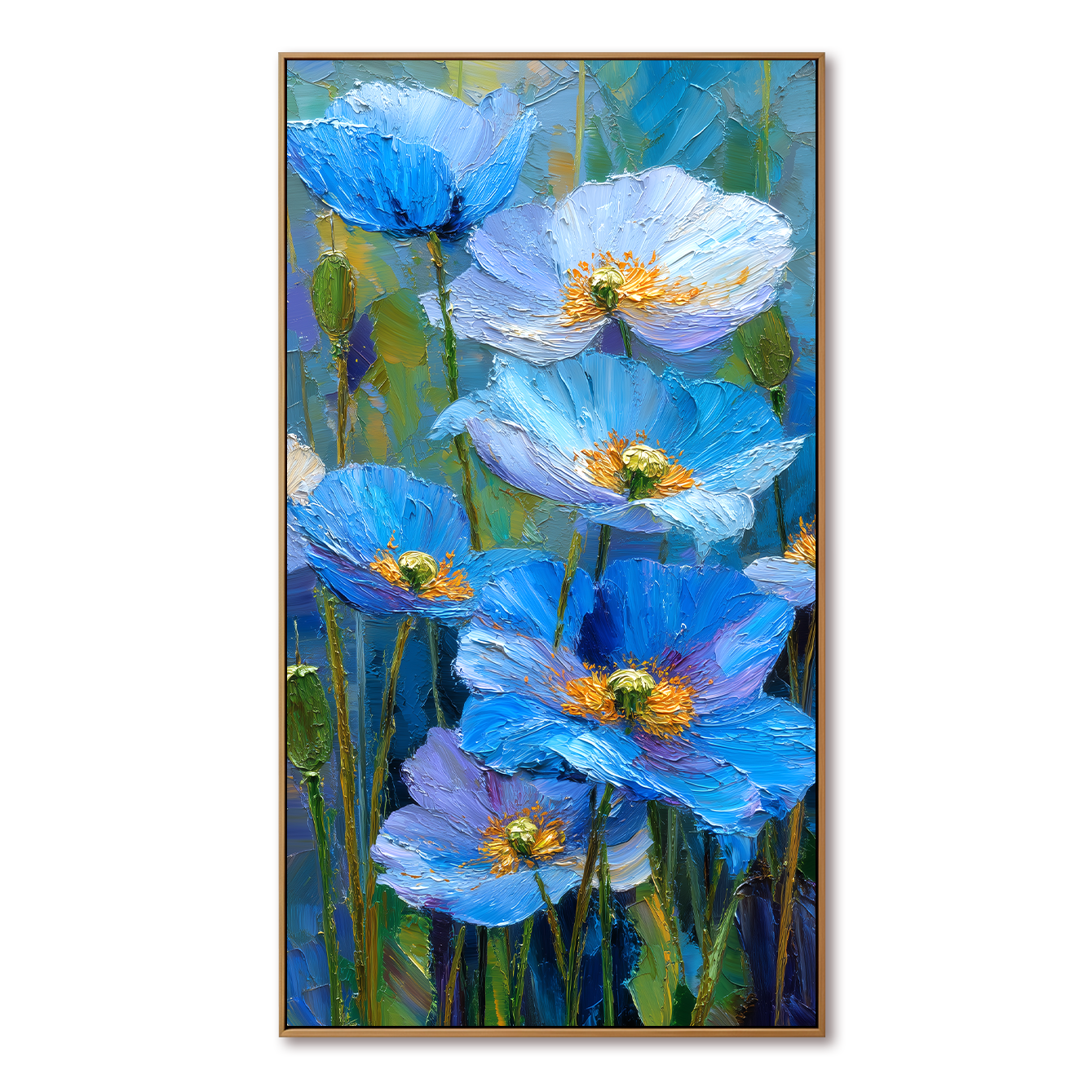 Azure Bloom – 3D Textured Hand-Painted Oil Painting | Blue Floral Wall Art#AB522005