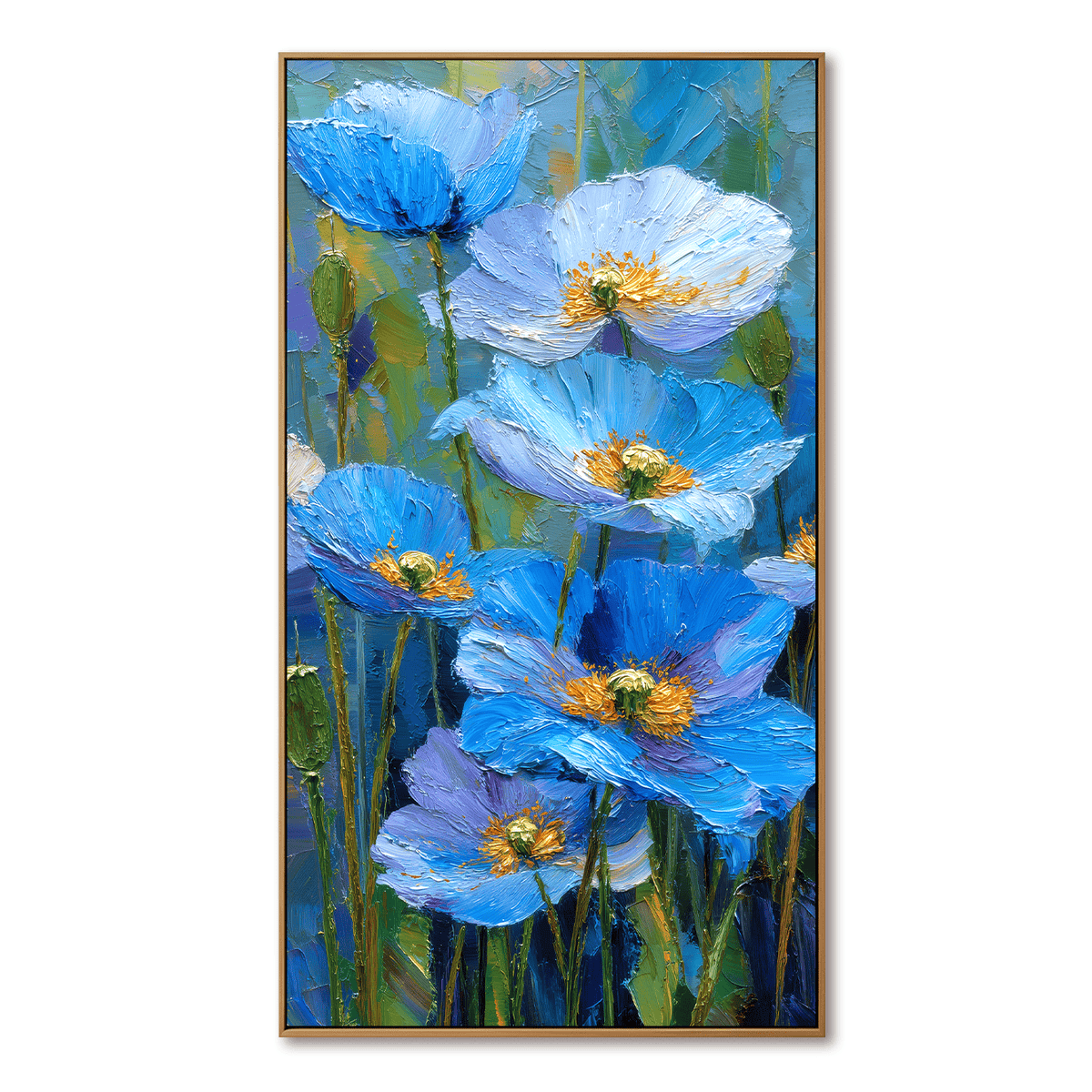 texture Azure Bloom – 3D Textured Hand-Painted Oil Painting | Blue Floral Wall Art#AB522005