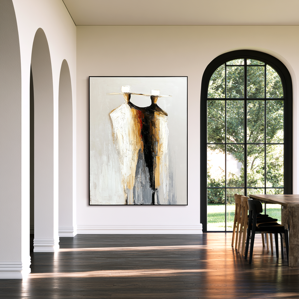 Silent Alliance – Textured Abstract Figurative Oil Painting#AB522009