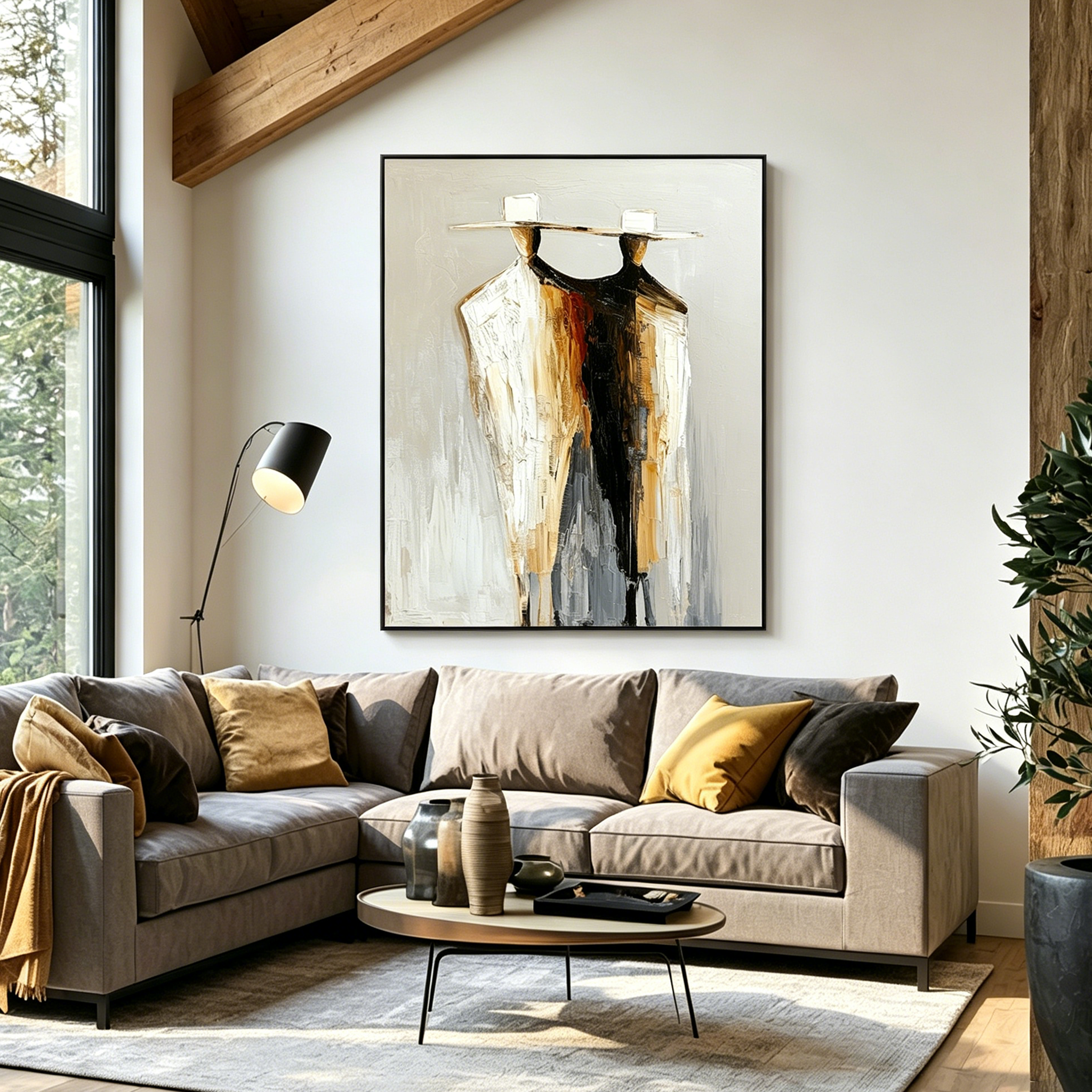 Silent Alliance – Textured Abstract Figurative Oil Painting#AB522009